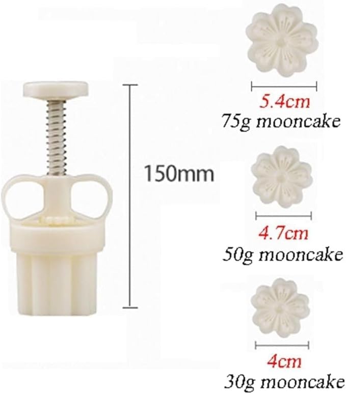White Mold with 6 Petals 30g Mooncake Mould Hand Press Cookie Stamps, Cherry Blossom Flower Stamps, Mid-Autumn Festival Pastry Tool Pie Making, Cookie Stamps Baking Tools and Accessories