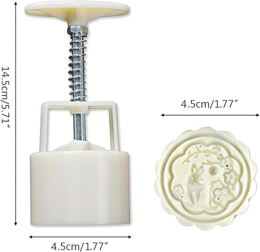 Moon Cake Mold Set 4pcs 50g Cookie Stamps Press Mid Autumn Festival DIY Hand Cookie Press Dessert Cutter Pastry Decoration Impressions Tool 1 Mold 4 Stamps